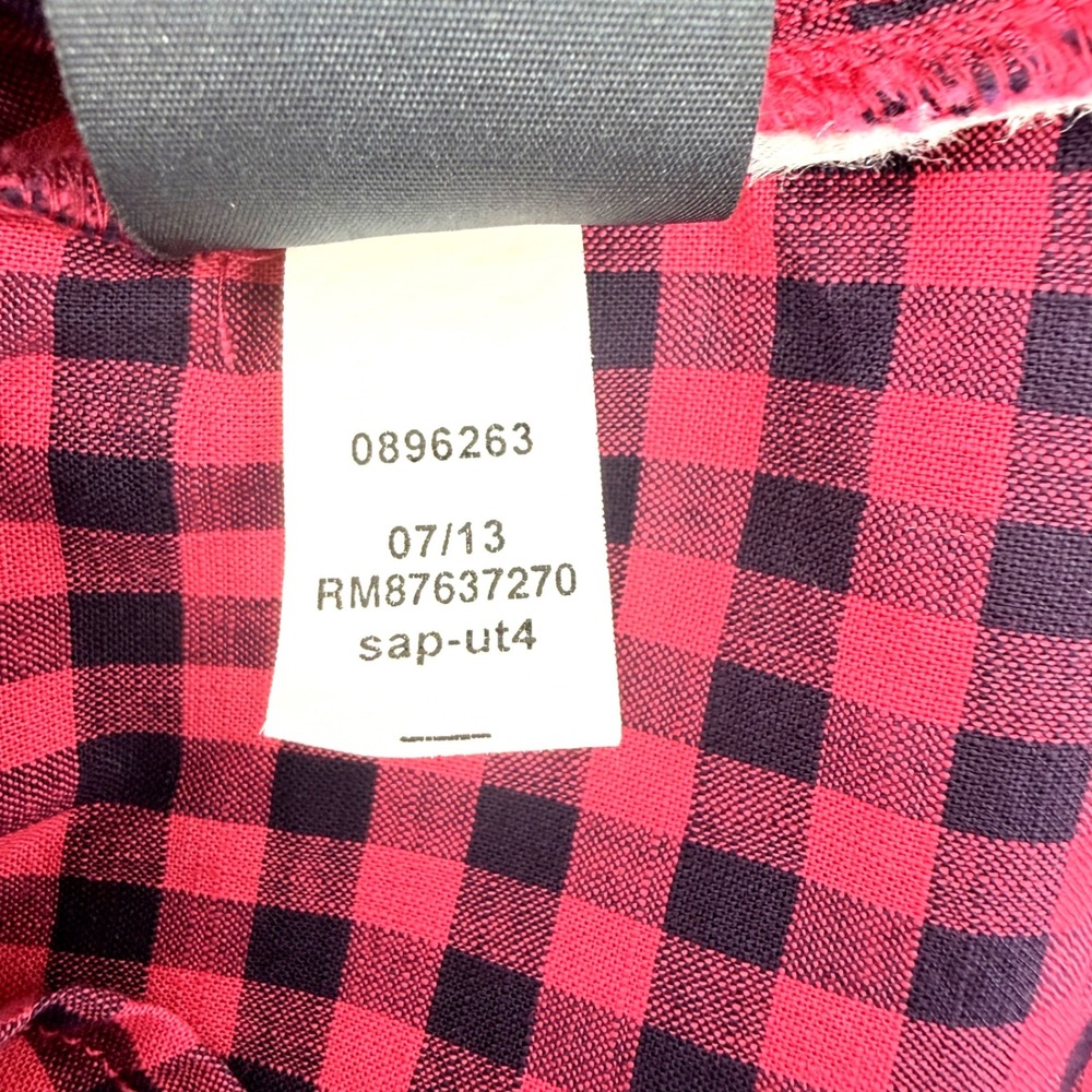 Tommy Hilfiger Button Up Womens Large Red Black Gingham Roll Tab Sleeves - Picture 6 of 12